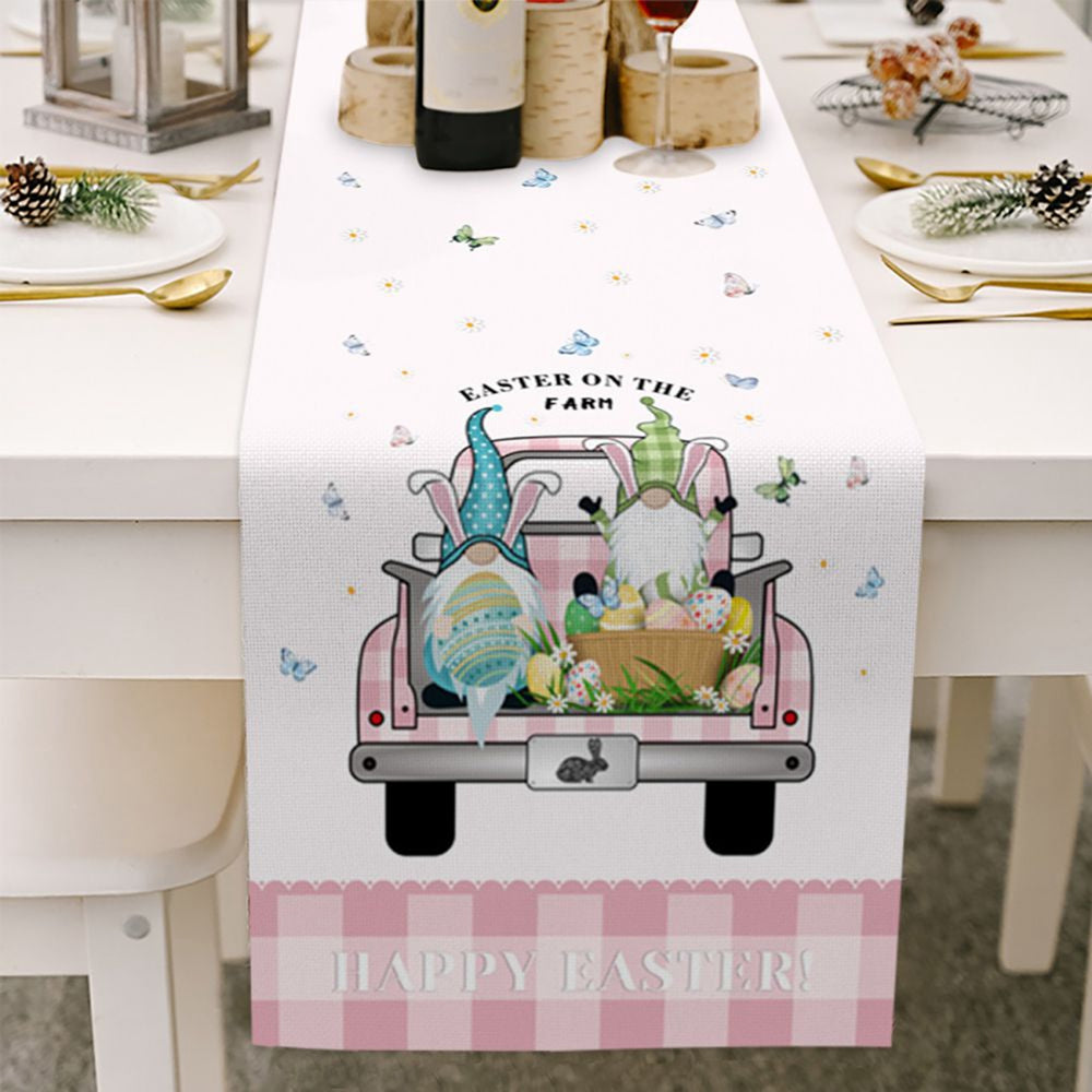 Light Wood Grain Bottom Easter Cotton And Linen Table Flag