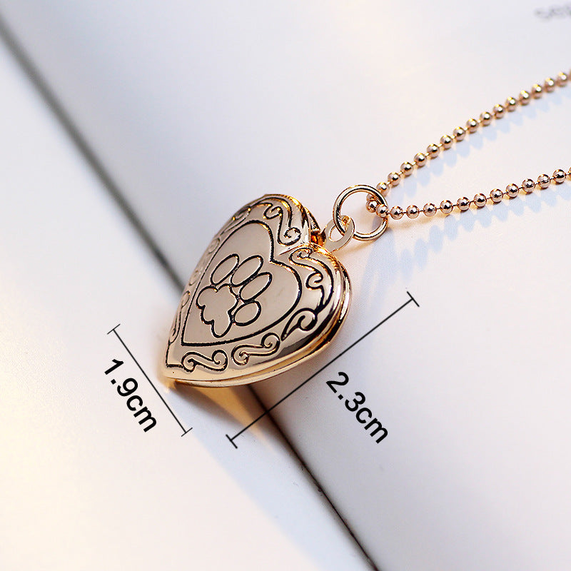 Pet Cat Dog Pawprint Photo Frame Memory Locket Necklace