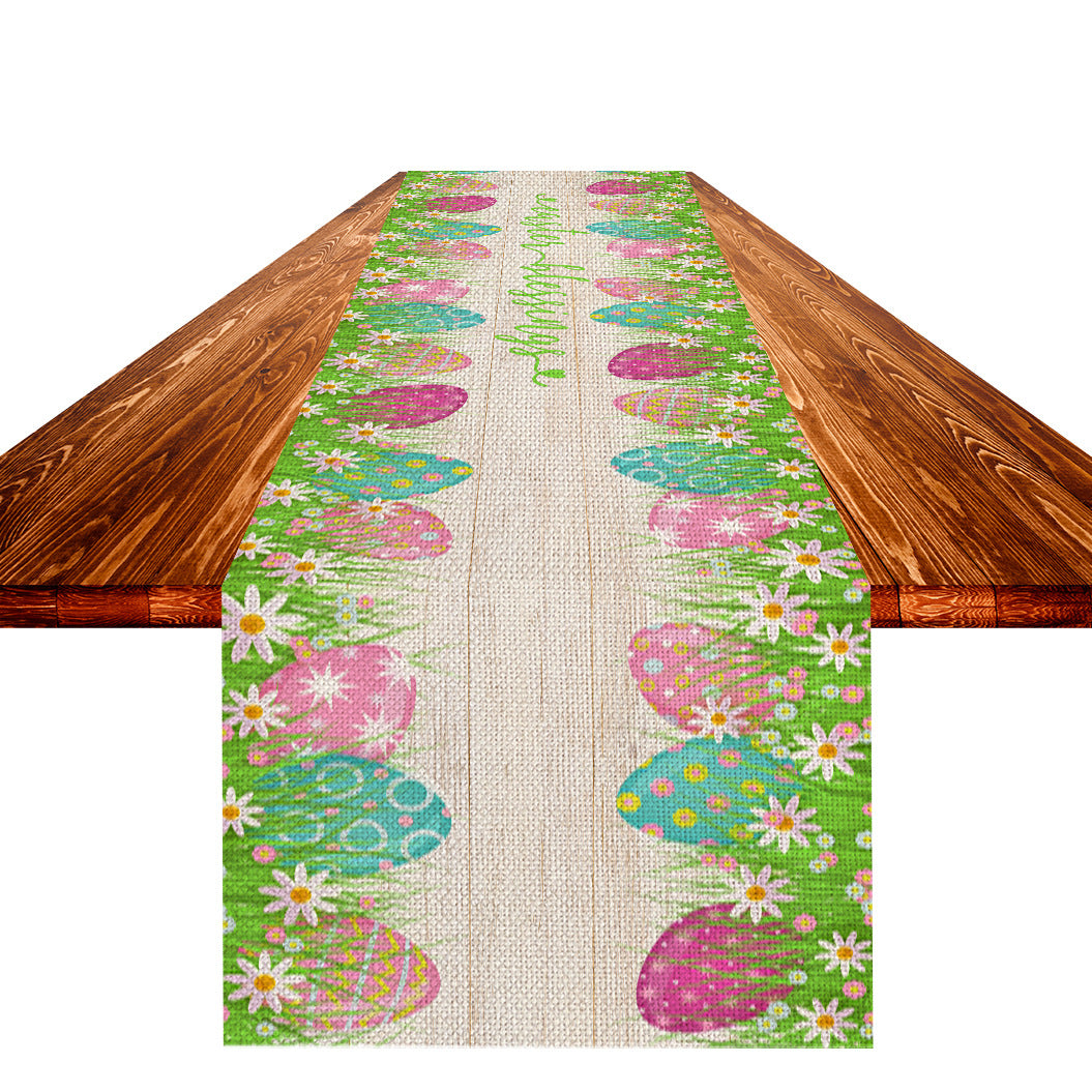Easter Table Flag Linen Strong Durable Tablecloth