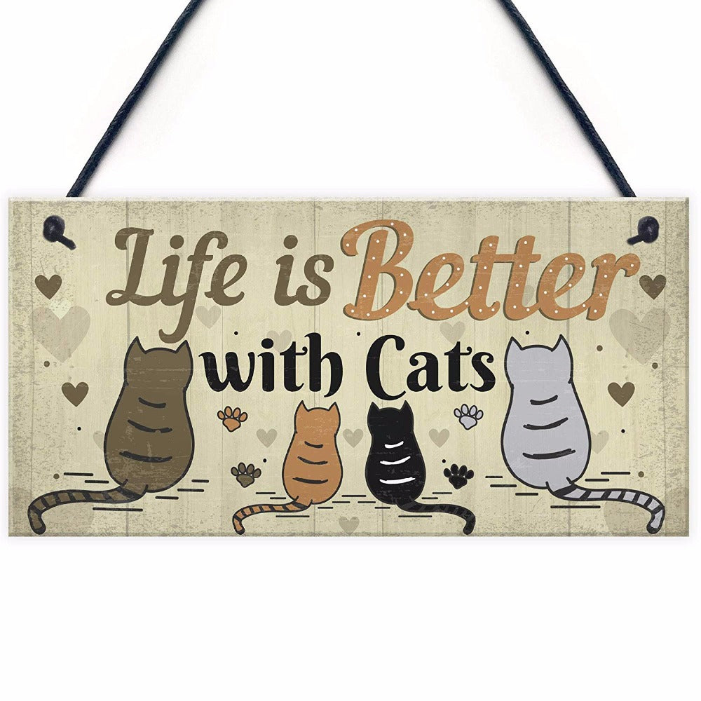 Cat wooden sign