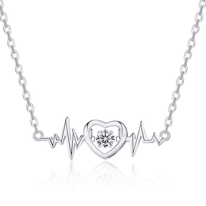 Valentine's Day Heartbeat ECG Shape Clavicle Chain