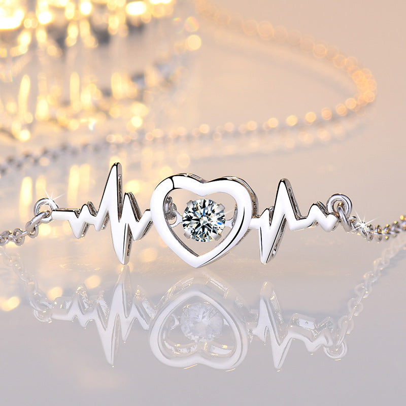 Valentine's Day Heartbeat ECG Shape Clavicle Chain