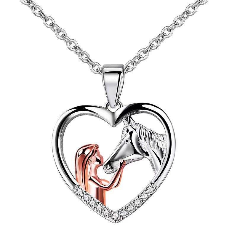 Girl And Horse Heart Necklace