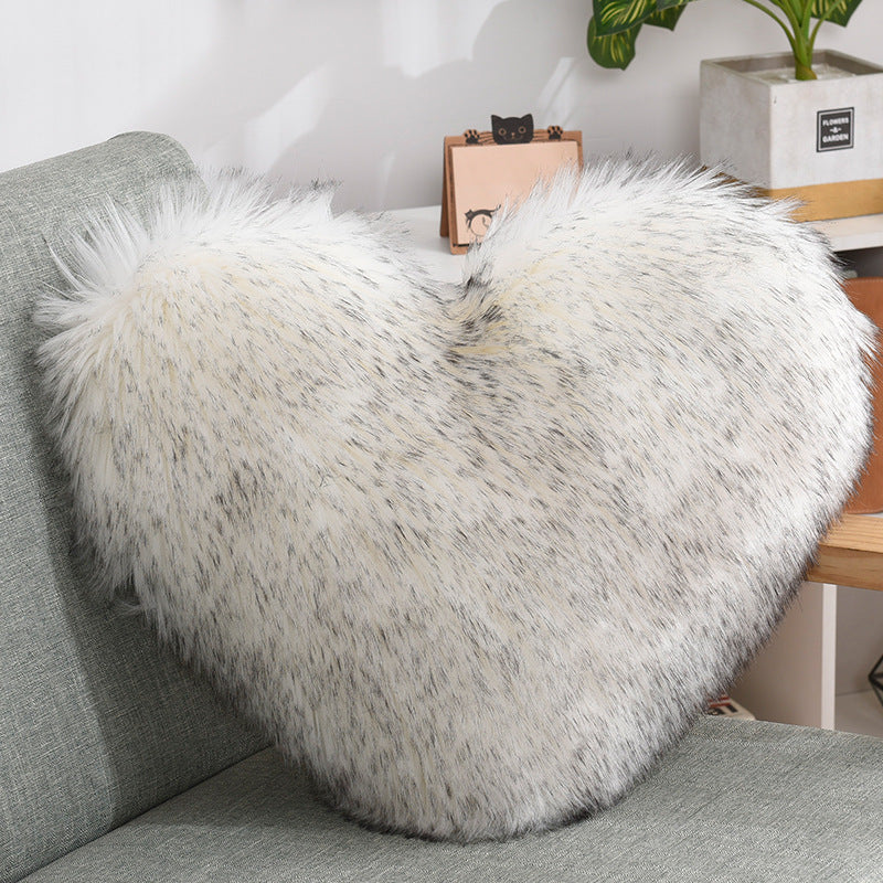 Heart Shape Plush Fluffy Shaggy Cushion