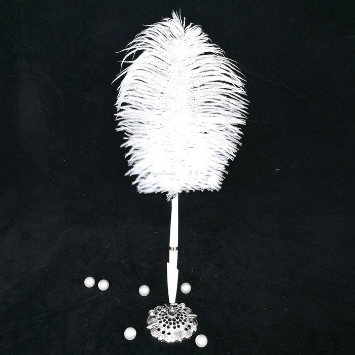 Western Ostrich Hair Gold And Silver Sign-in Pen For Wedding