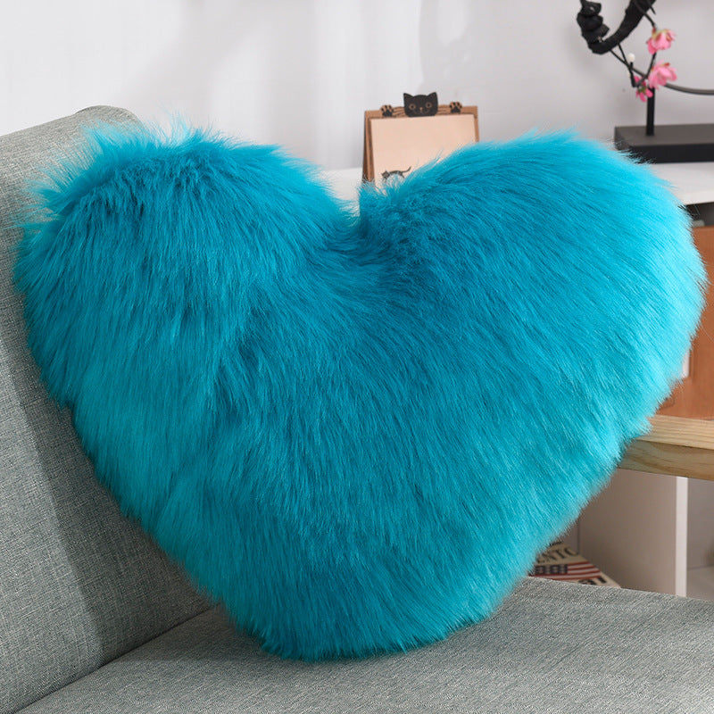 Heart Shape Plush Fluffy Shaggy Cushion