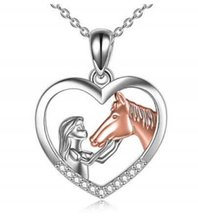 Girl And Horse Heart Necklace