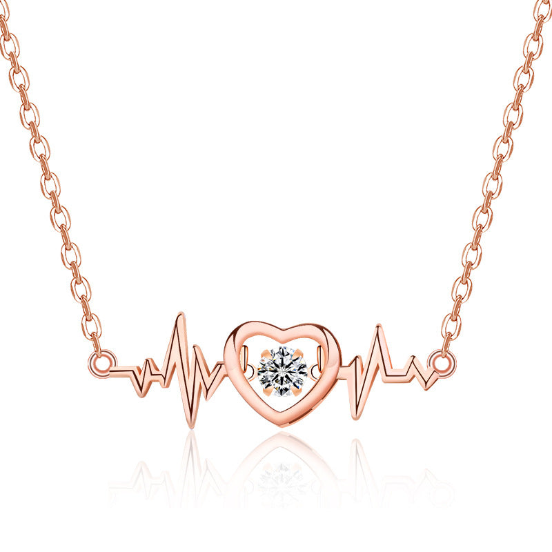 Valentine's Day Heartbeat ECG Shape Clavicle Chain